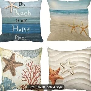 New 1pc Beach Pillow Case Cover Pillowcase 18"x18" starfish coral, T1MIS